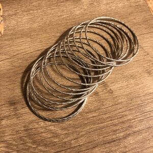 Silver color stacked bracelets